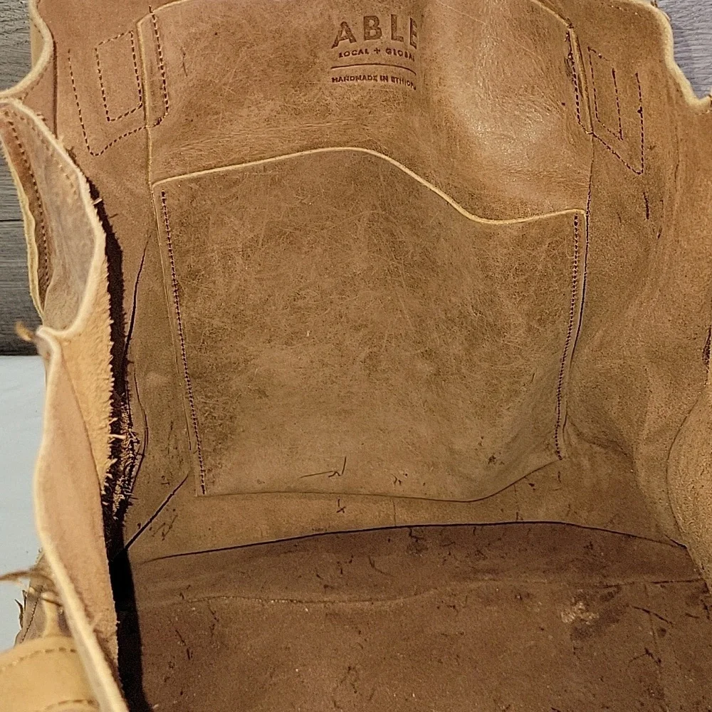 Abel Local and Global Brown Leather Tote Shoulder Bag Handbag